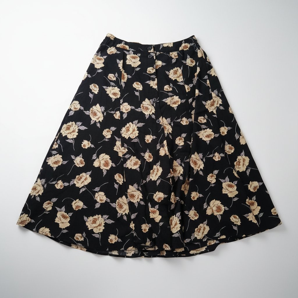Jupe noir fleurie jaune