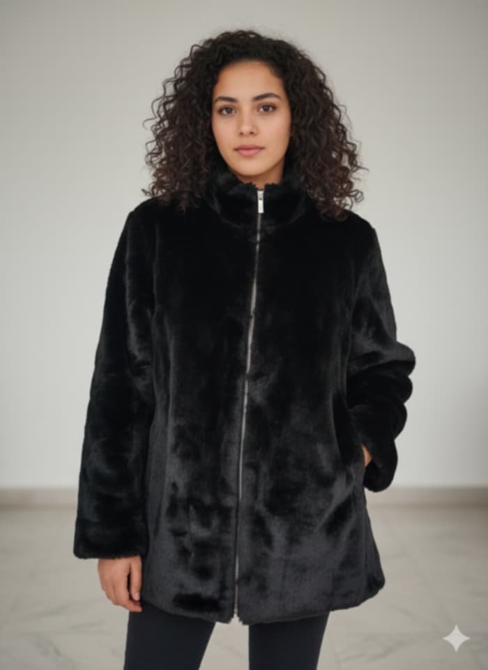 Manteau en fourrure noir charbon 