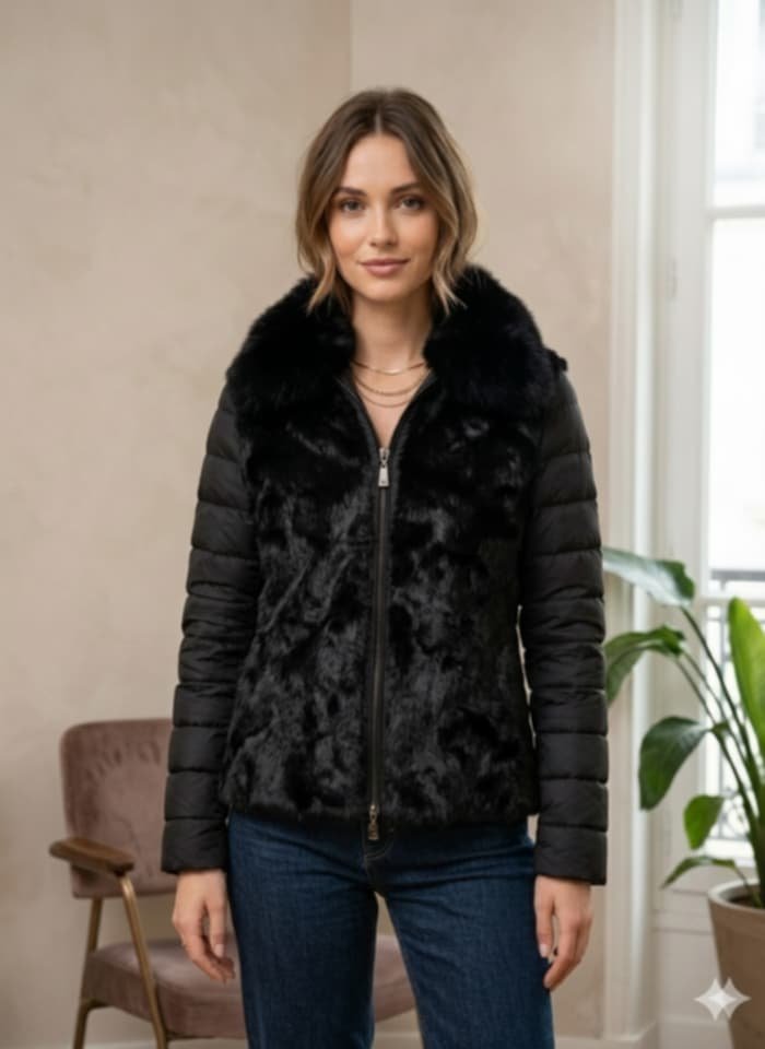 Veste en fourrure noir charbon 