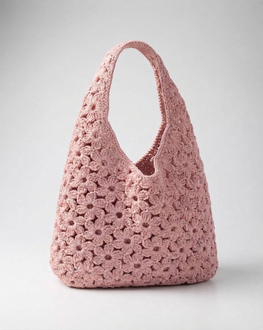 Sac en crochet hand made rose