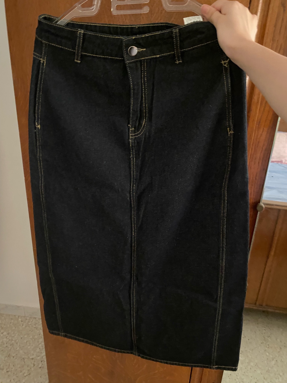 Jupe longue en jeans bleu 