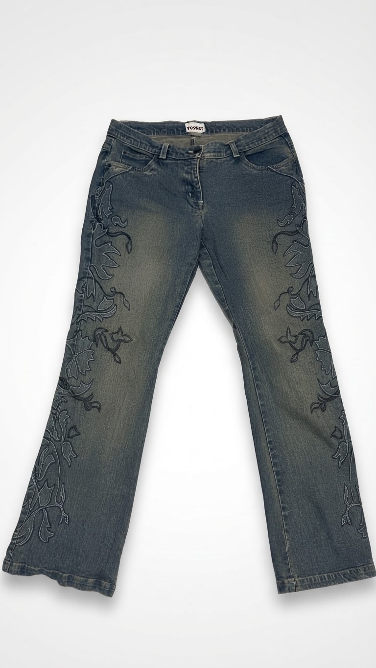 Flared painted jeans