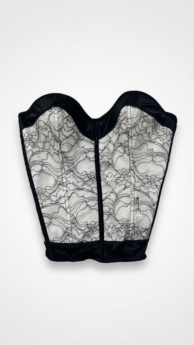 Black & White Floral Lace Corset