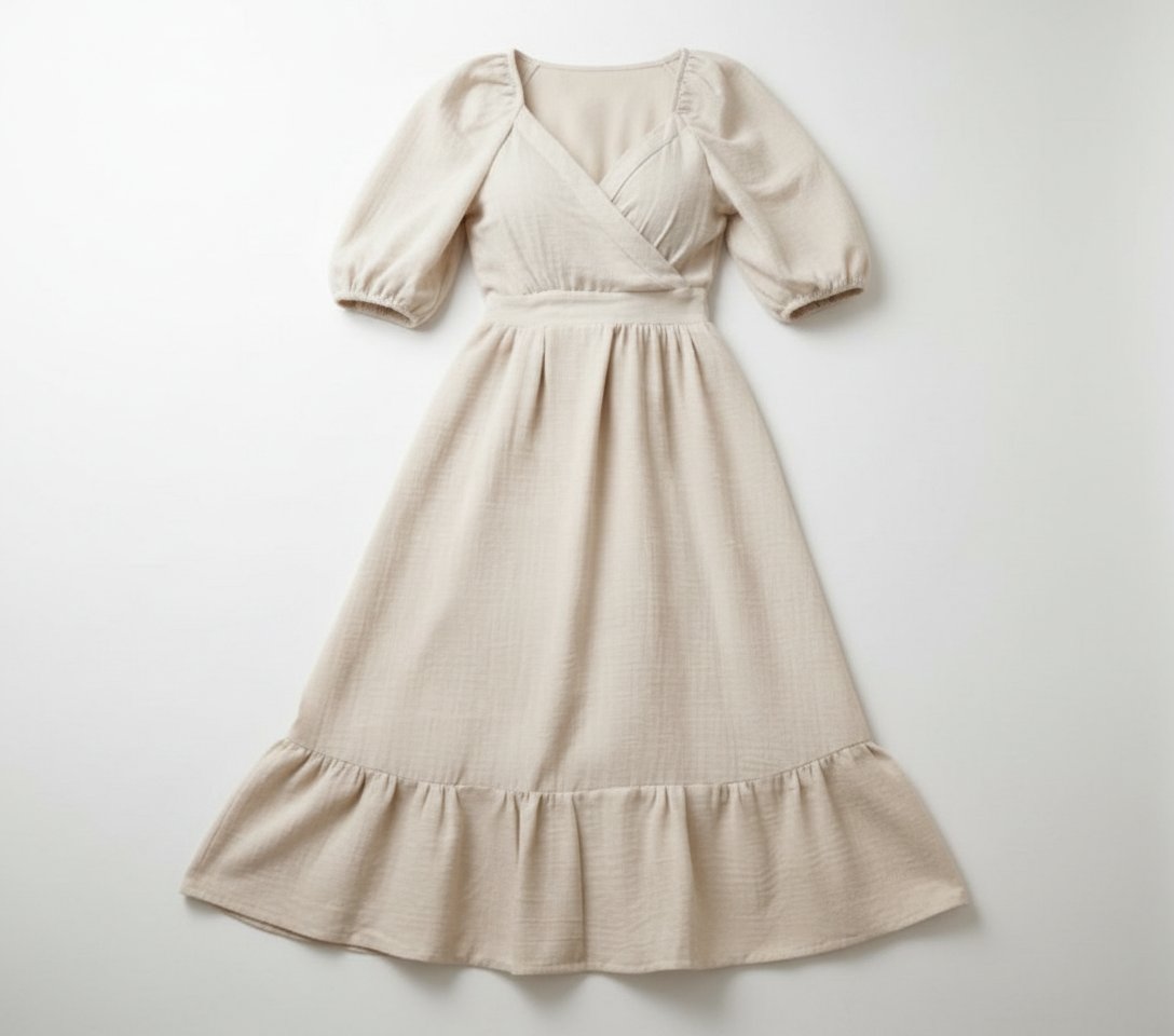 Robe midi écrue fluide – Style bohème chic