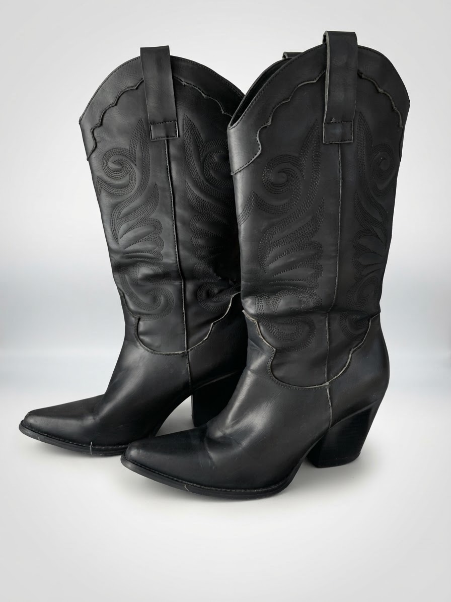 Bottines de cowboy noires pour femme