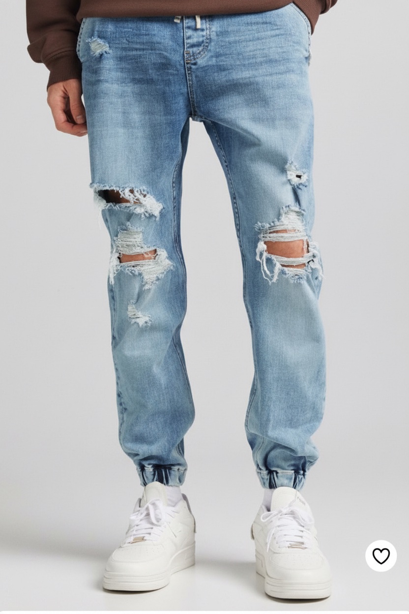 Jean jogger denim dechiré bershka 