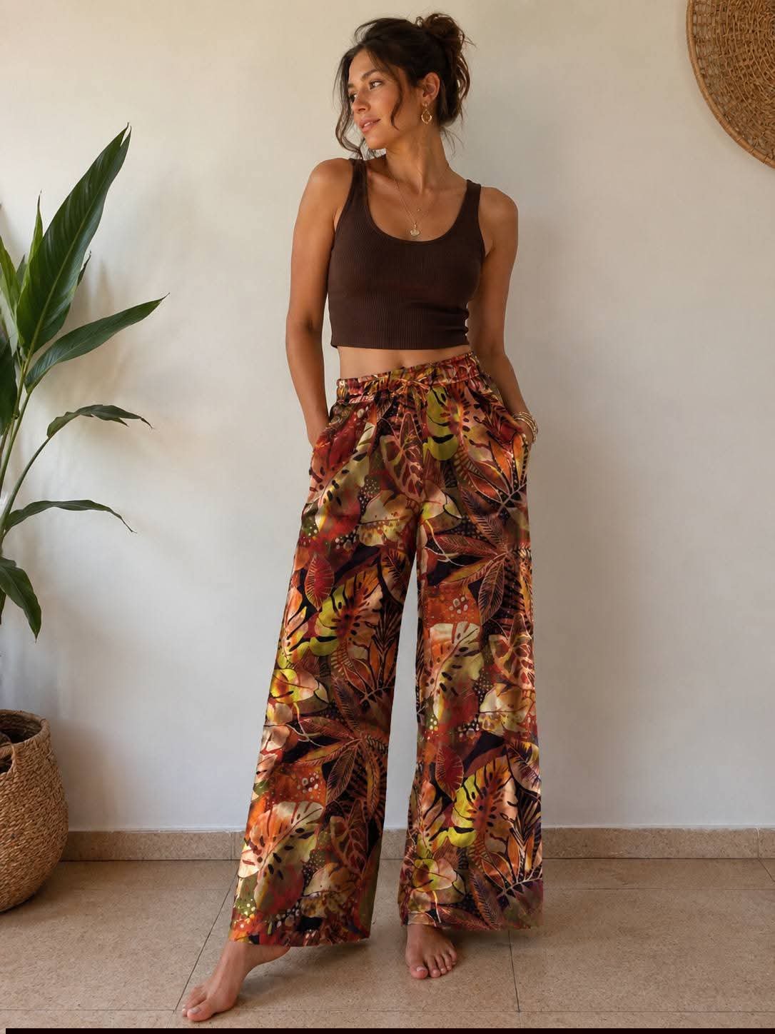 Pantalon large satin de soie 