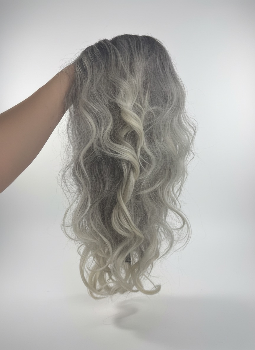 Perruque blond platine 80% naturelle