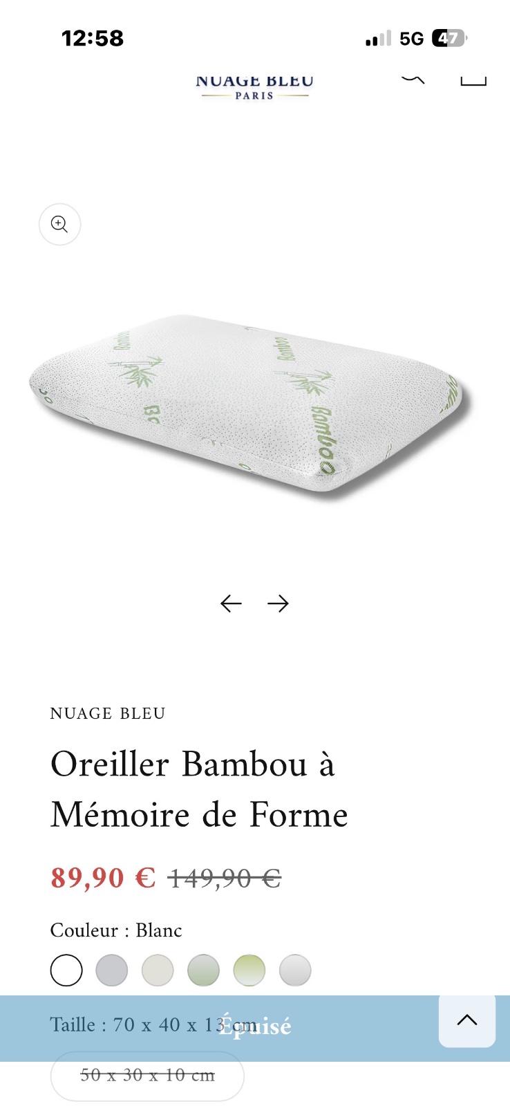 Oreiller cervicale bamboo