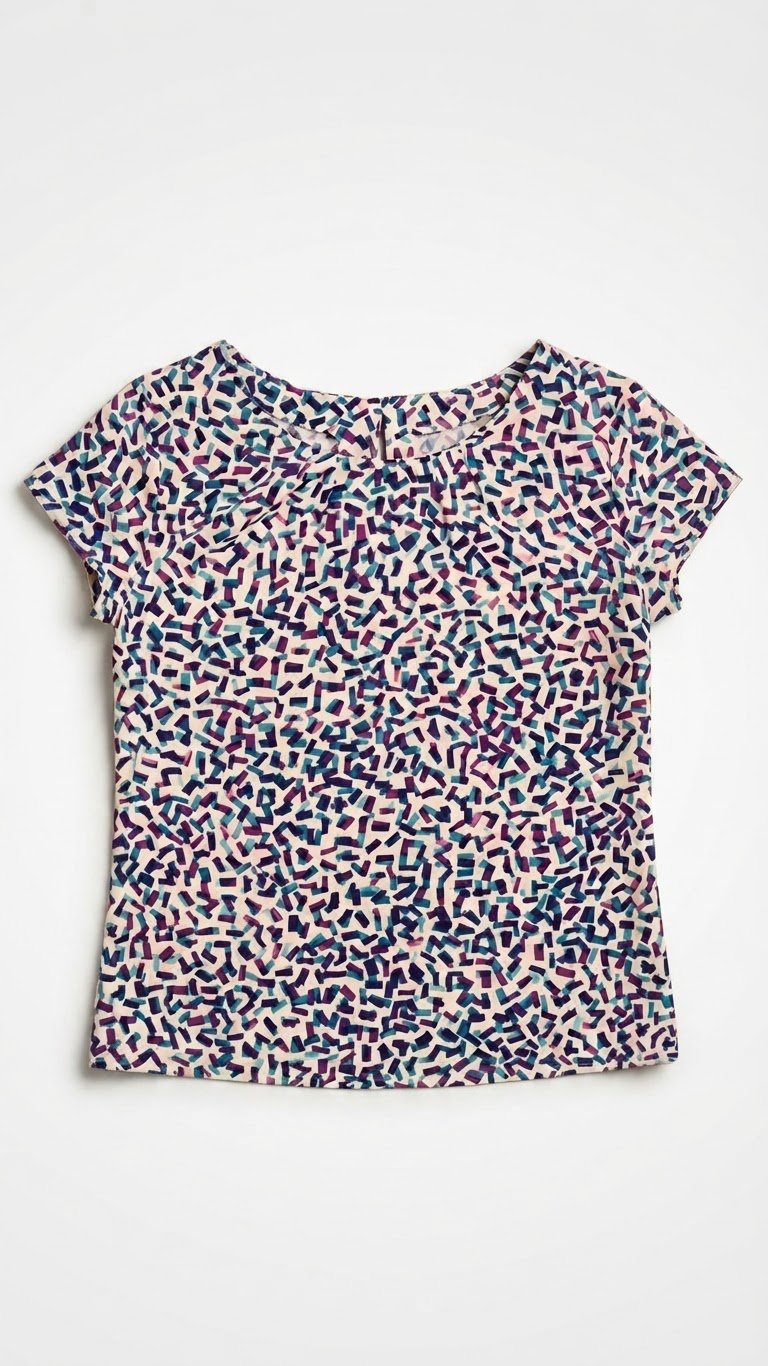 Top fluide imprimé multicolore - Manches courtes