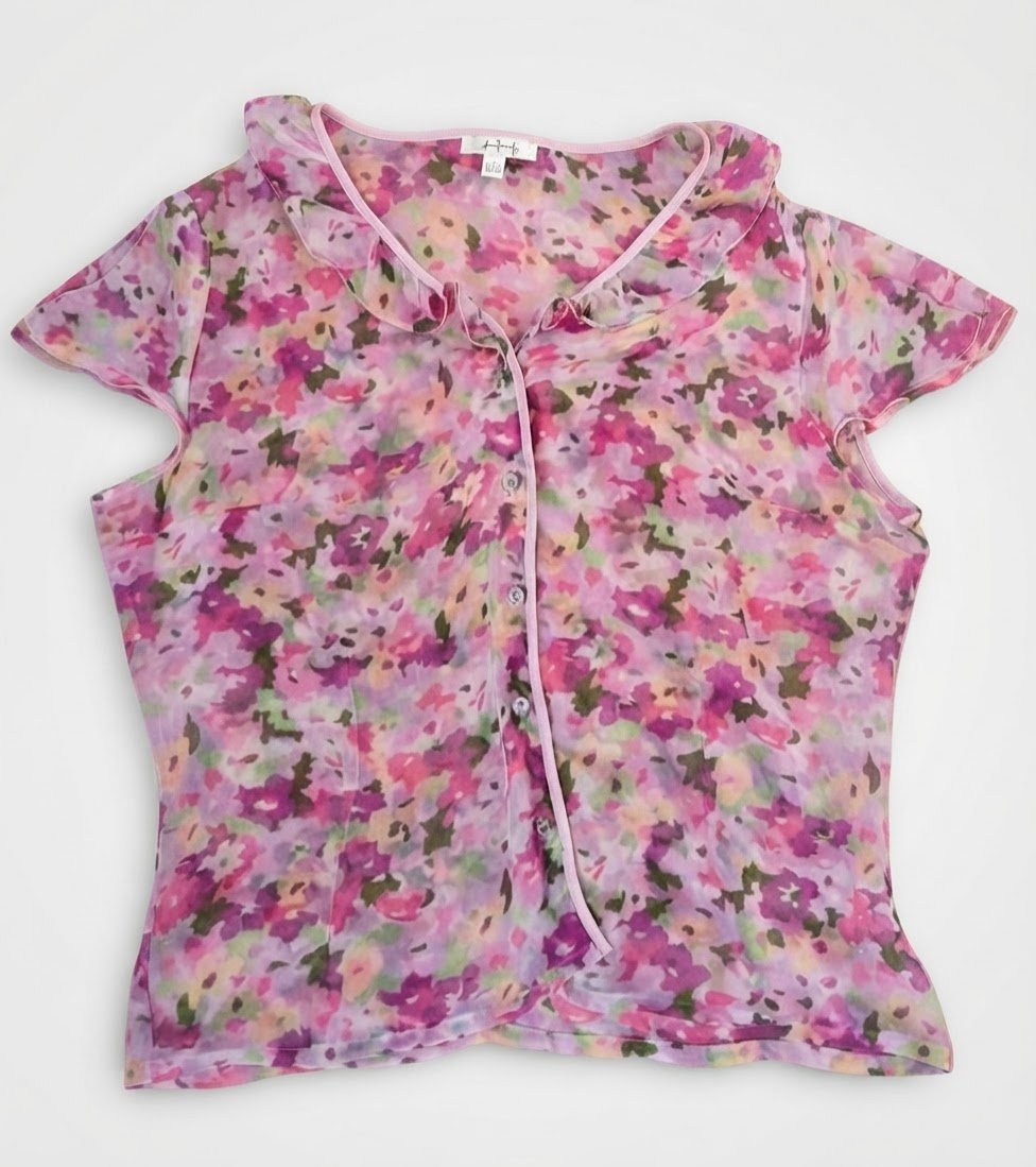 Chemise 1 2 3 motif floral rose et violet