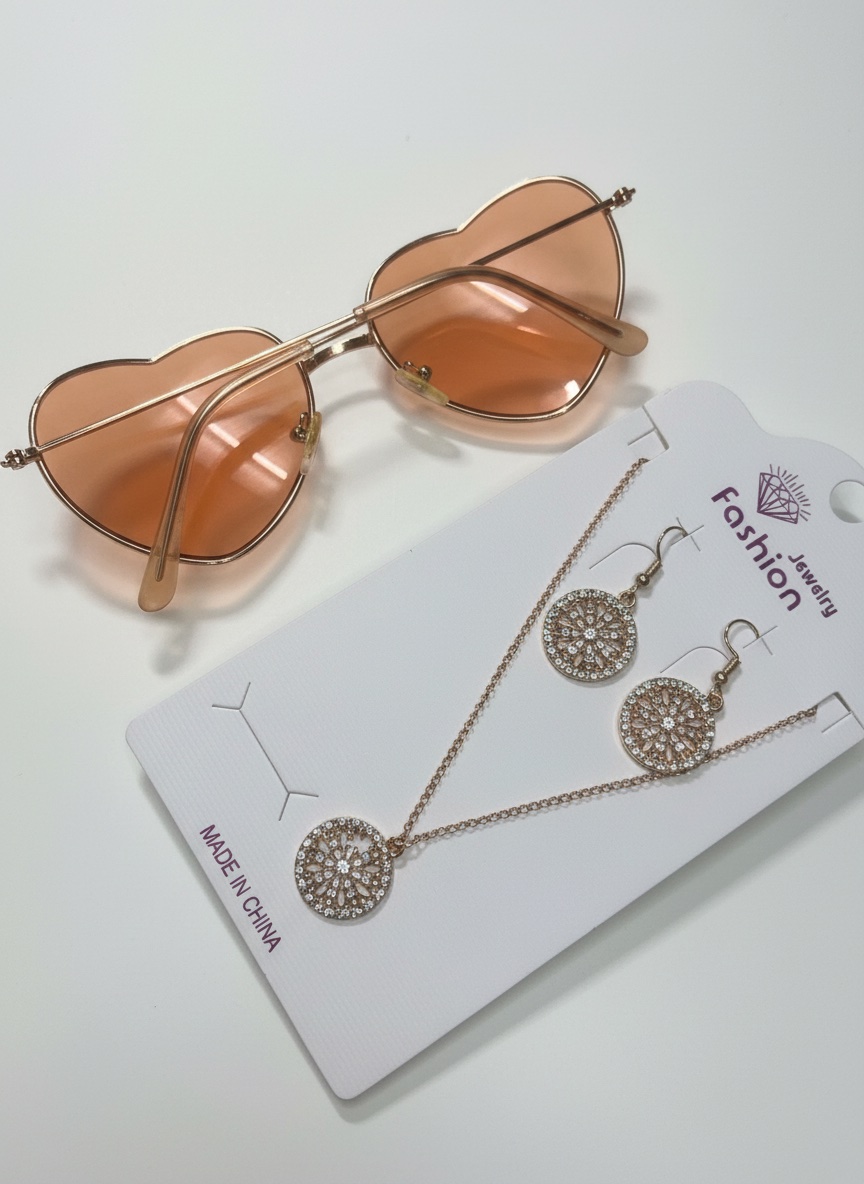 Set de 2 : lunettes solaire avec code et des boucles avec leurs collier importé inoxidable