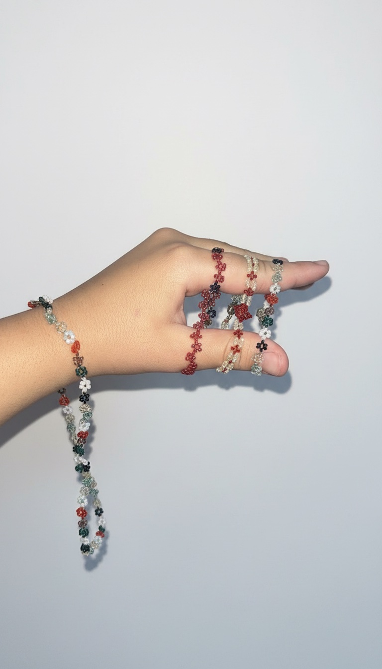 Lot de 3 bracelets avec collier pour été et handmade 