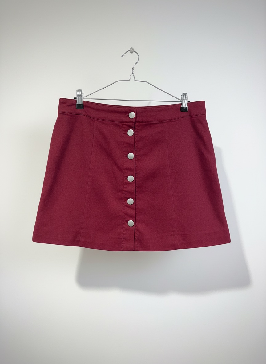 Jupe courte bordeaux à boutons taille 34 