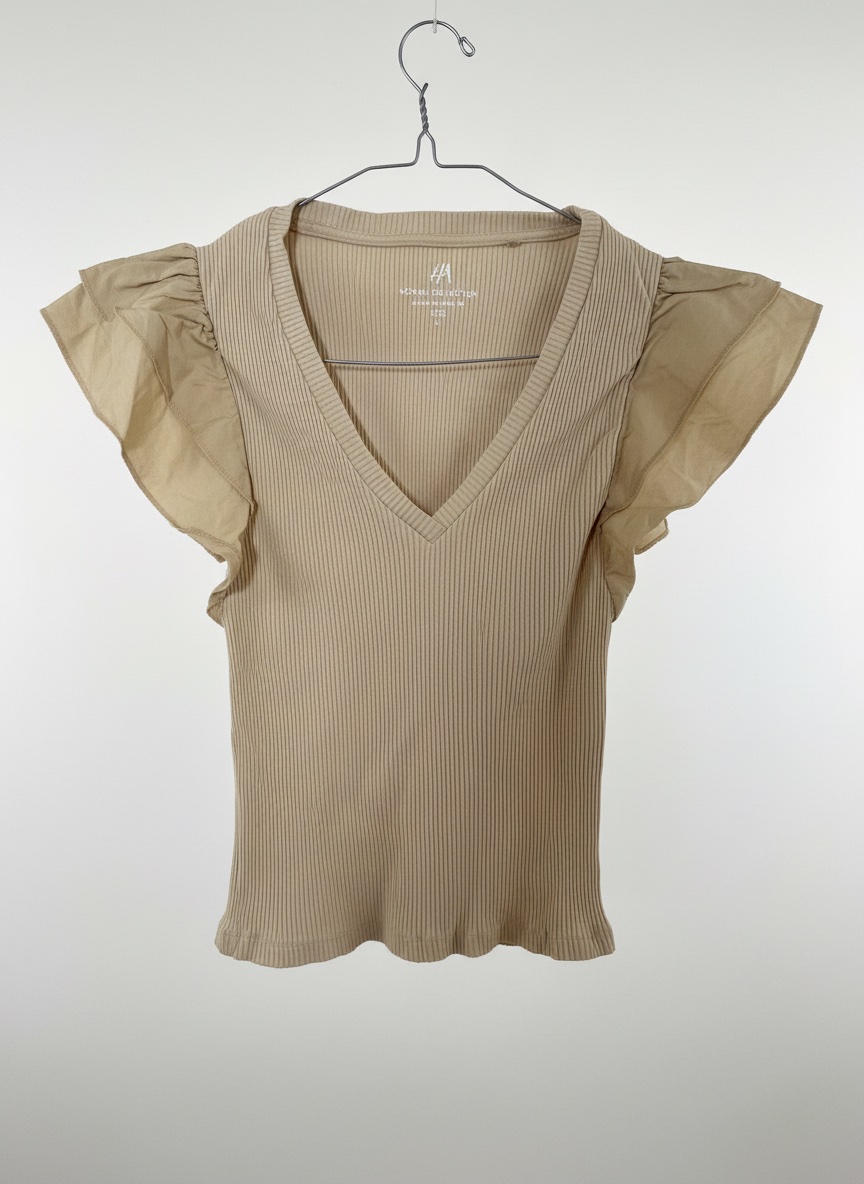 Débardeur H&M beige à manches volantées 