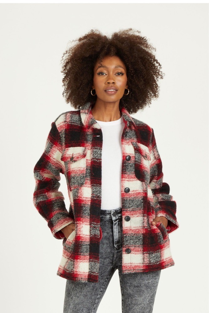 LONG SLEEVE PLAID JACKET