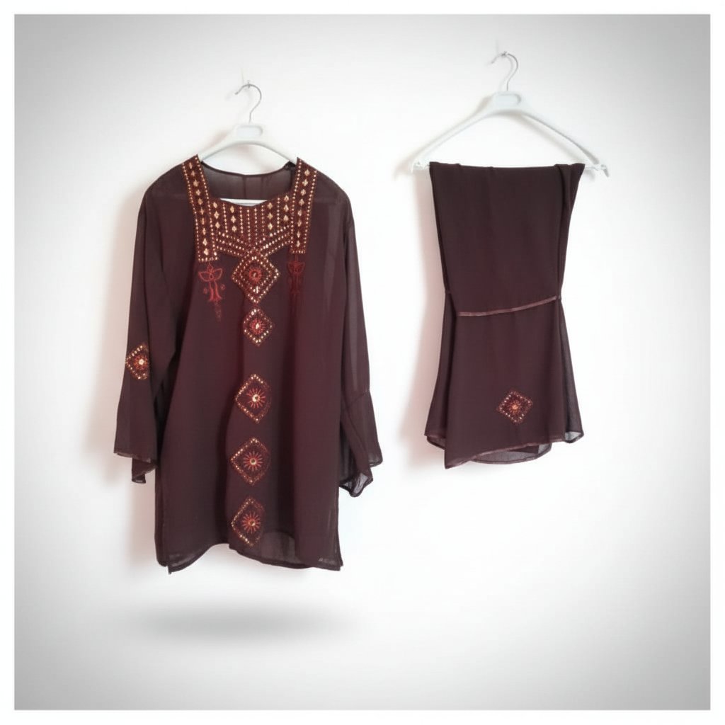 Ensemble en mousseline pantalon et tunique 