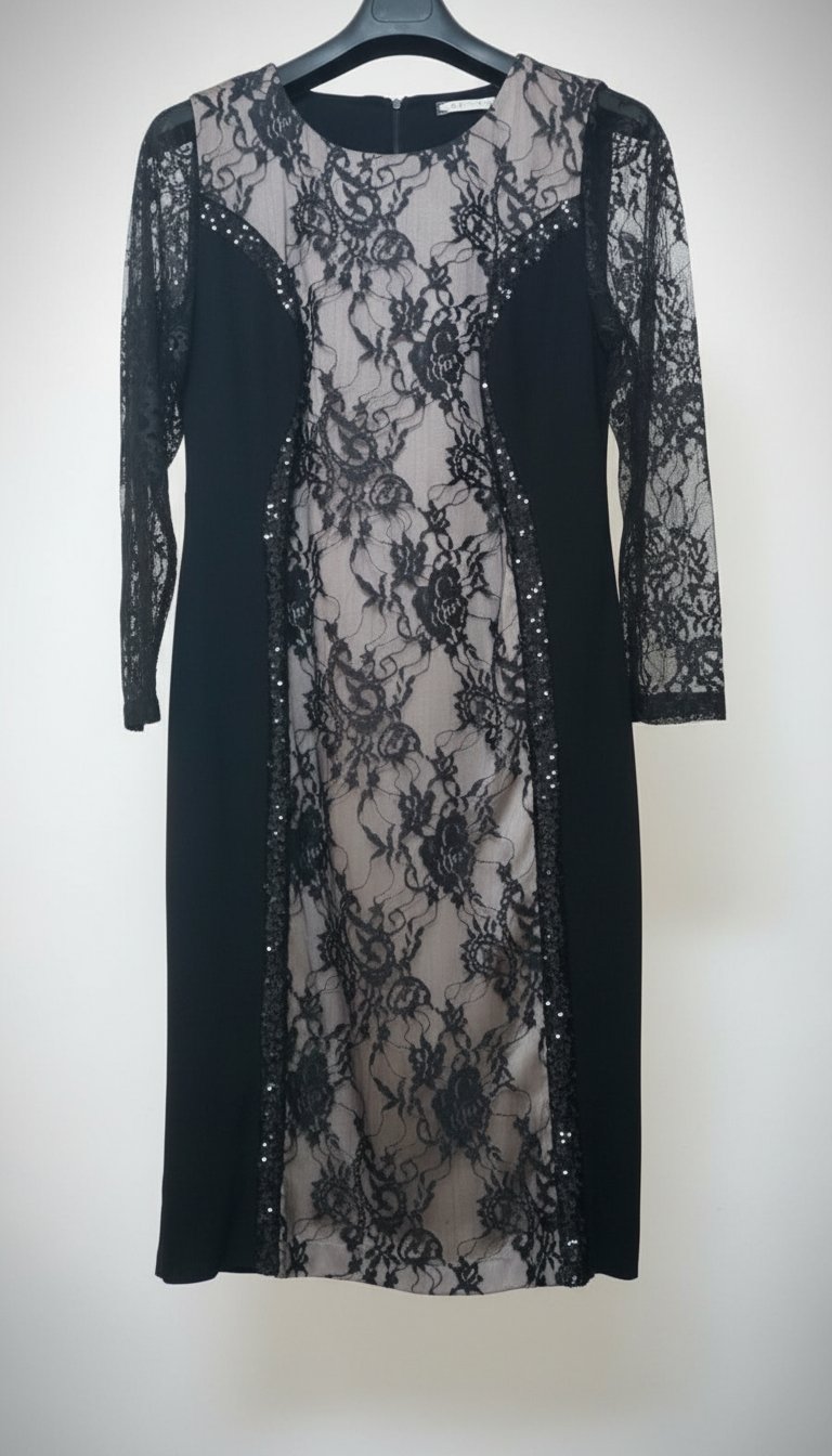 Robe soirée en crepe et dentelle 