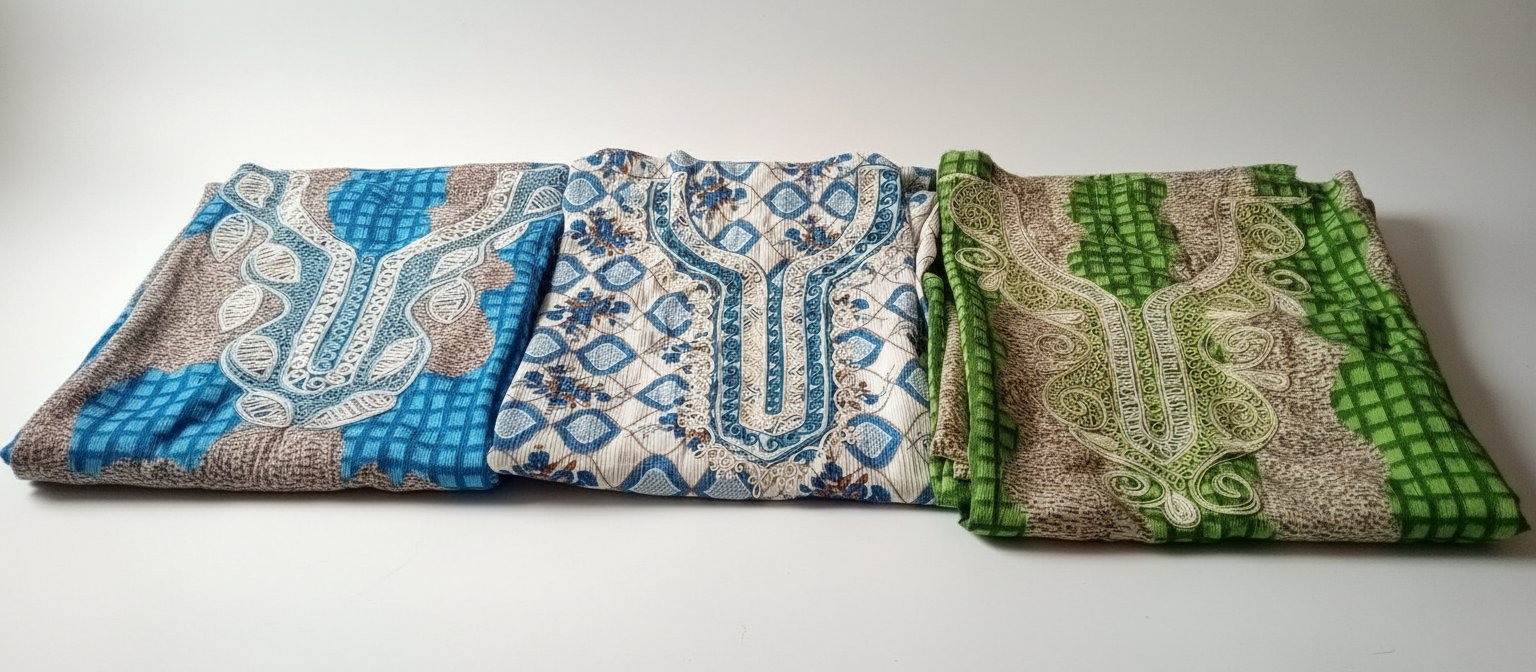Lot de trois coupons prêt a coudre pour jebba comme robe d hôtesse 