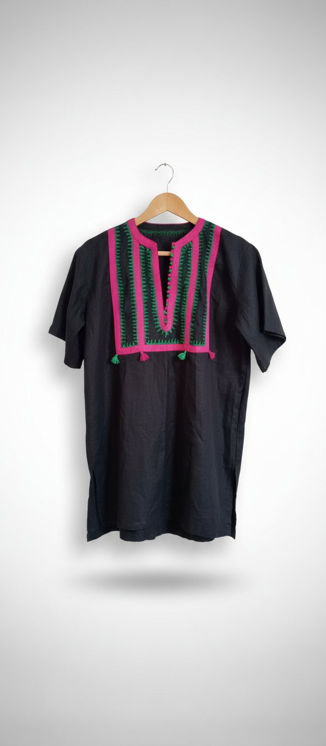 Tunique broderie marocaine en lin
