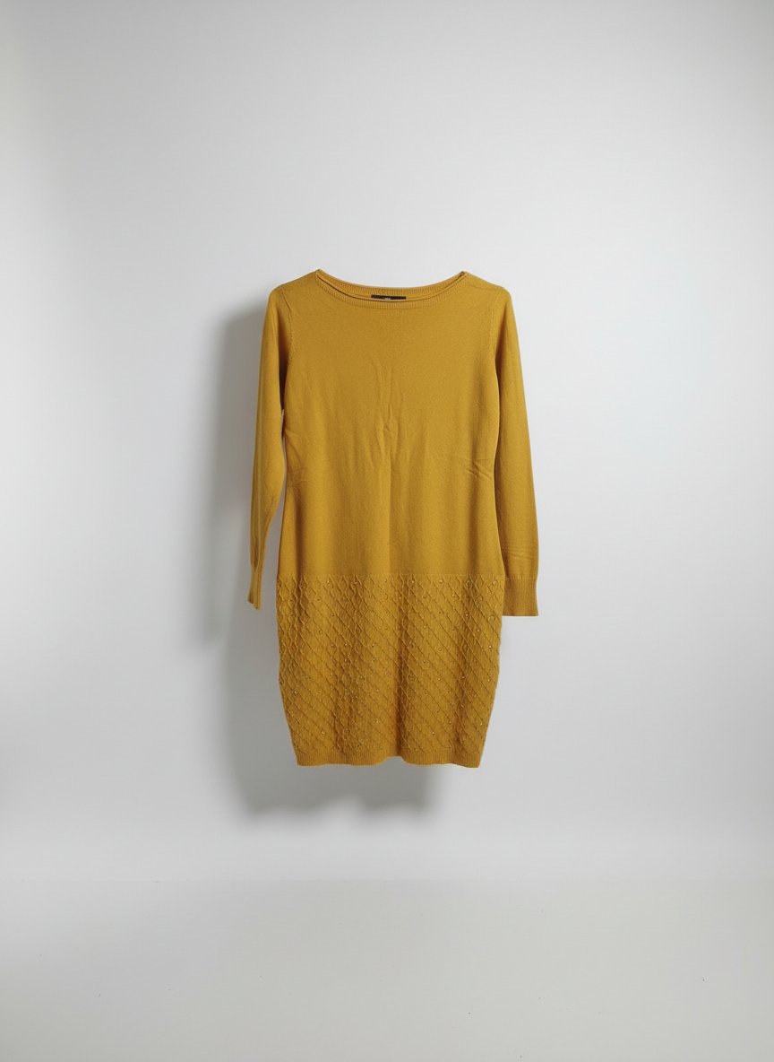 Pull long jaune moutarde