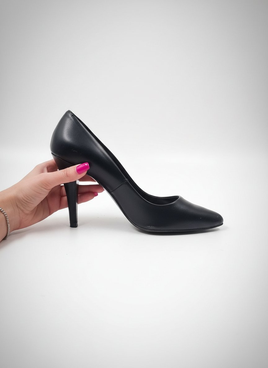 Talon en cuir noir 