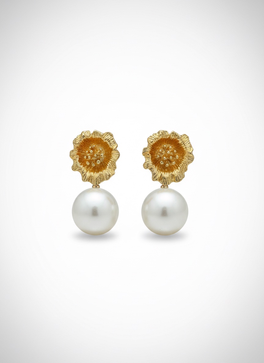 Boucles d'oreilles dorés perles 🤍