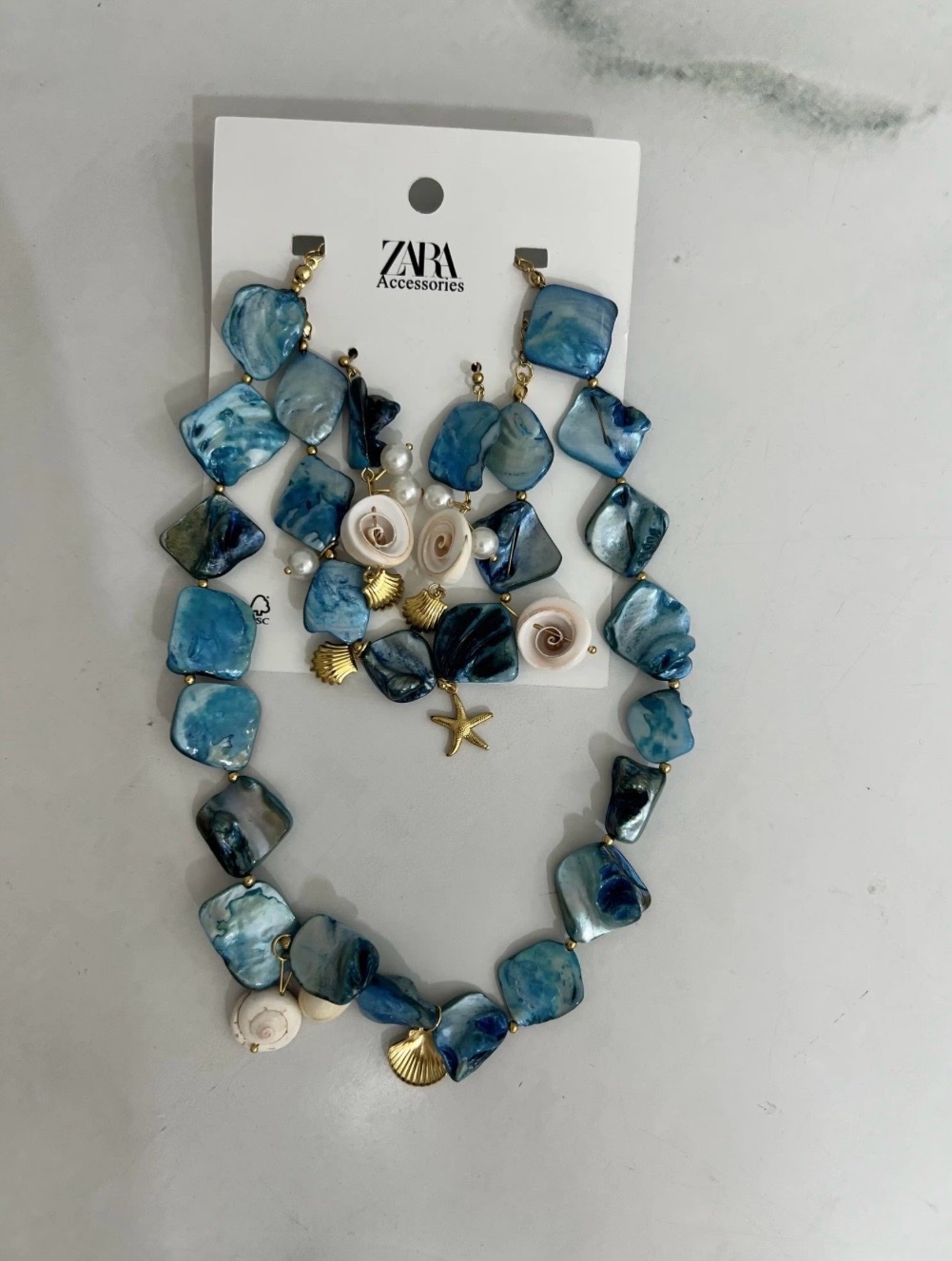 Collier coquillage avec bracelet et ses boucles d'oreilles