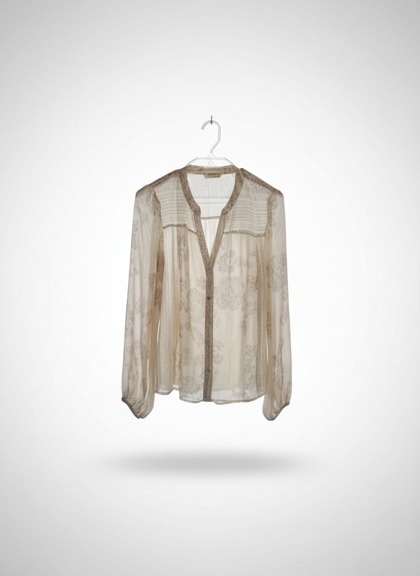Chemise de couleur beige avec dessin couleur grège 