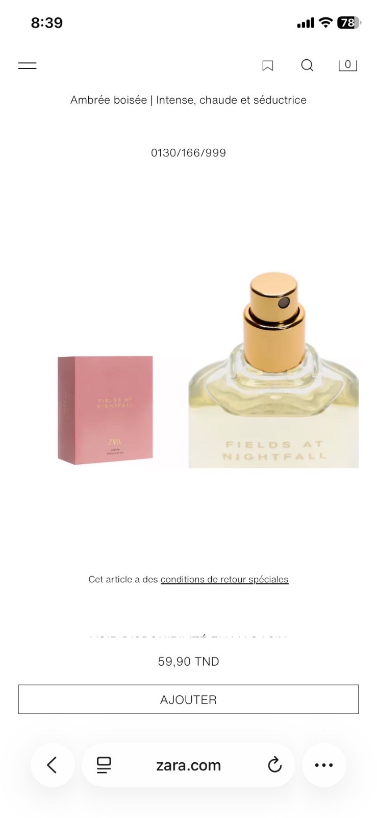Parfum ZARA FIELDS AT NIGHTFALL INTENSE