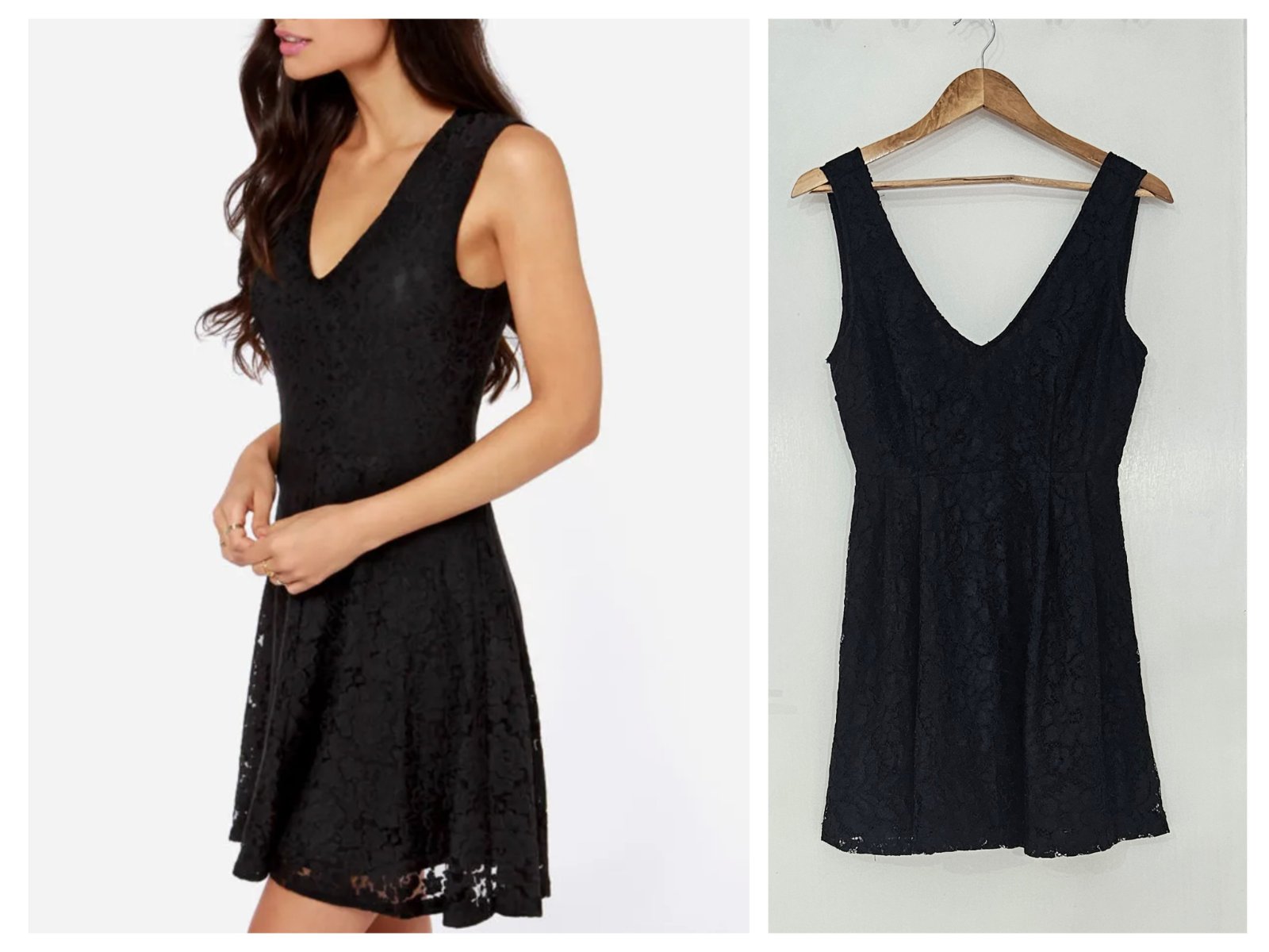 Robe noire en dentelle taille s