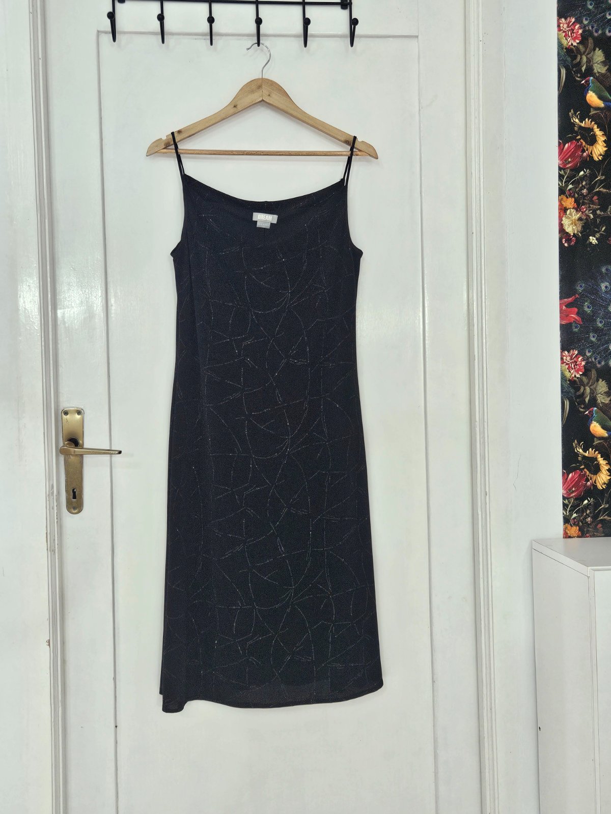 Robe de soirée noire à bretelles fines taille 40