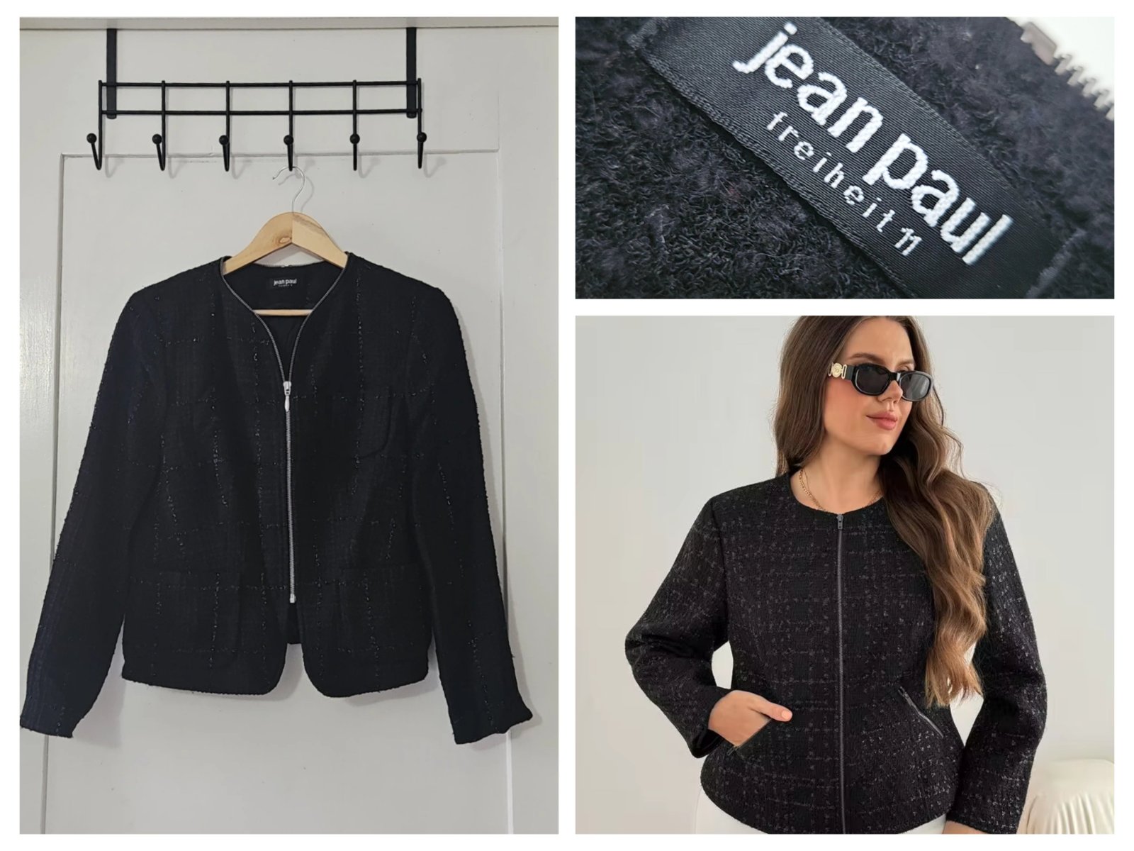 Veste noire en tweed Jean Paul – Collection "Freiheit 11" taille 38