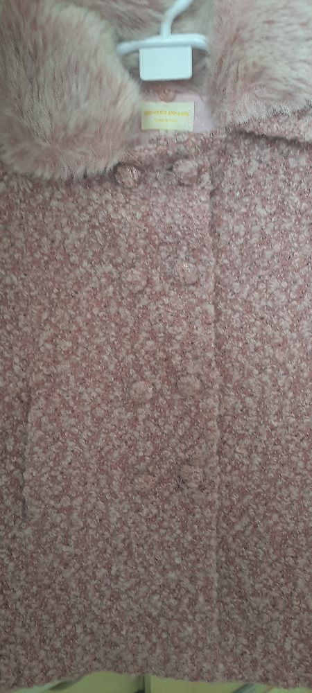 Manteau rose fillette 1 an ylabbess 2 ans avec fourrure comme neuf 