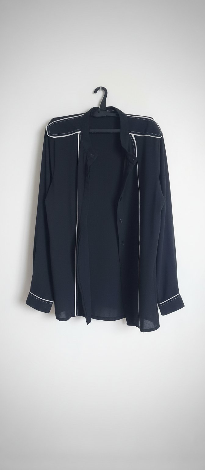 2 chemises une noire de la marque zen taille 38et une rayé bel bleu de la marque mango