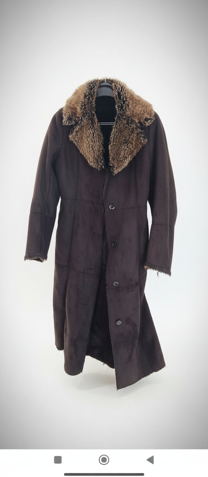 Manteau long taille 36 men dekhel lkolou fourrure w col vrai fourrure dafdoufa très joli 