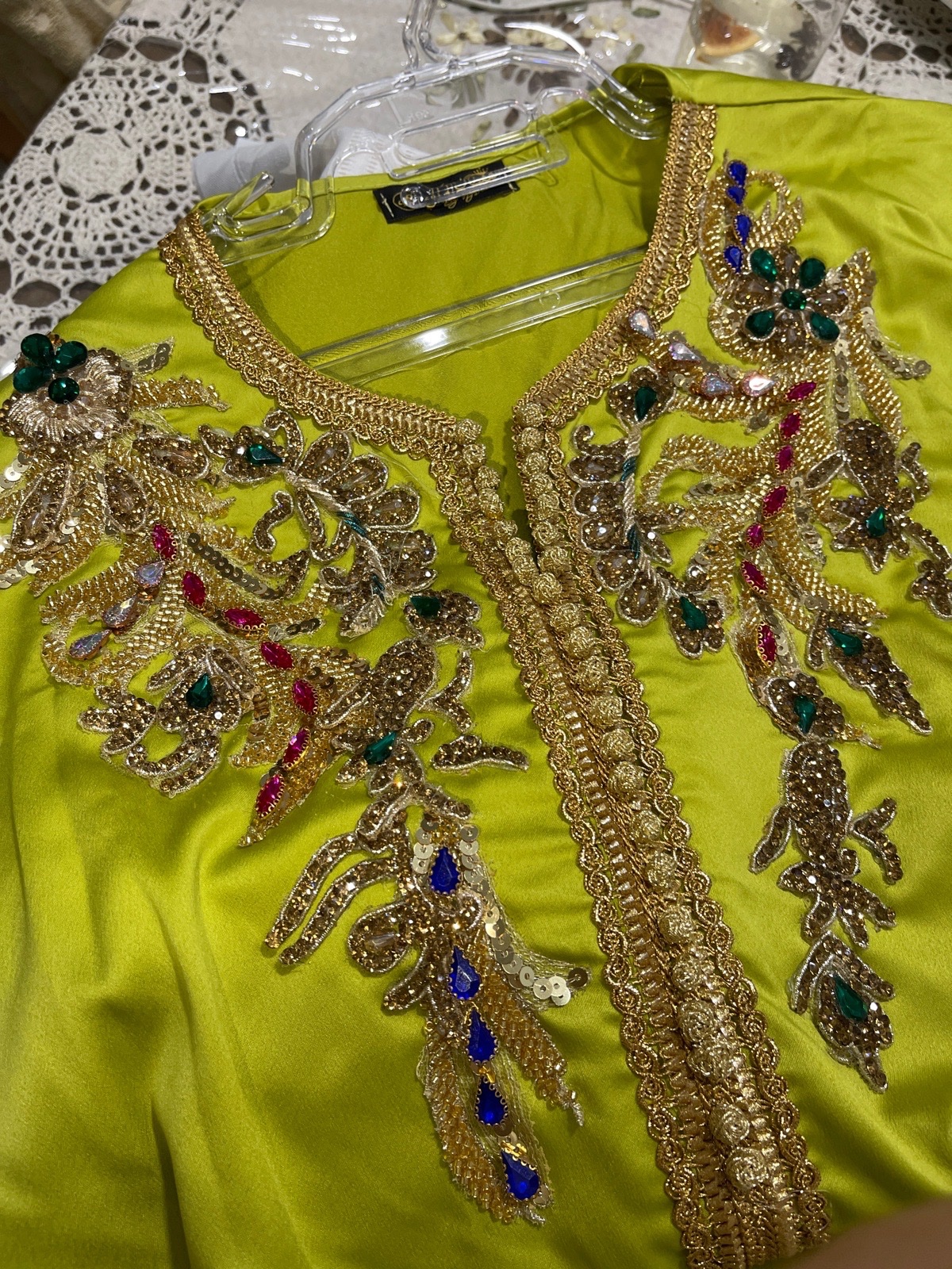 Caftan de Luxe Haute Couture avec ceinture – Grande Taille (48-50+) – Jamais Porté