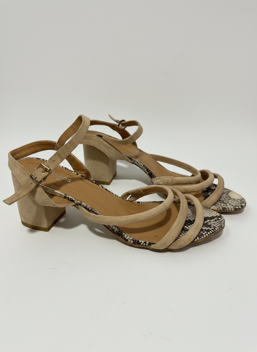 Très belles sandales Sixth Sense – Effet daim / croco
