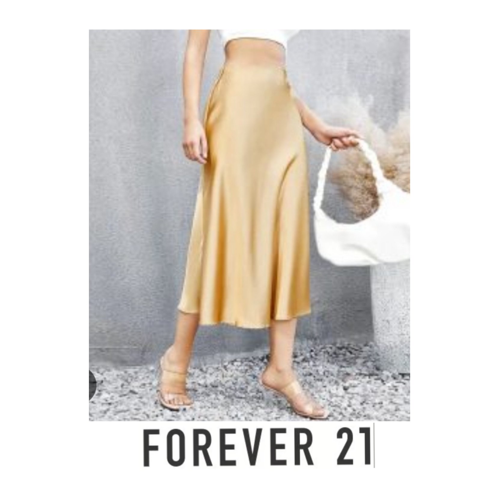Jupe satin midi forever 21 