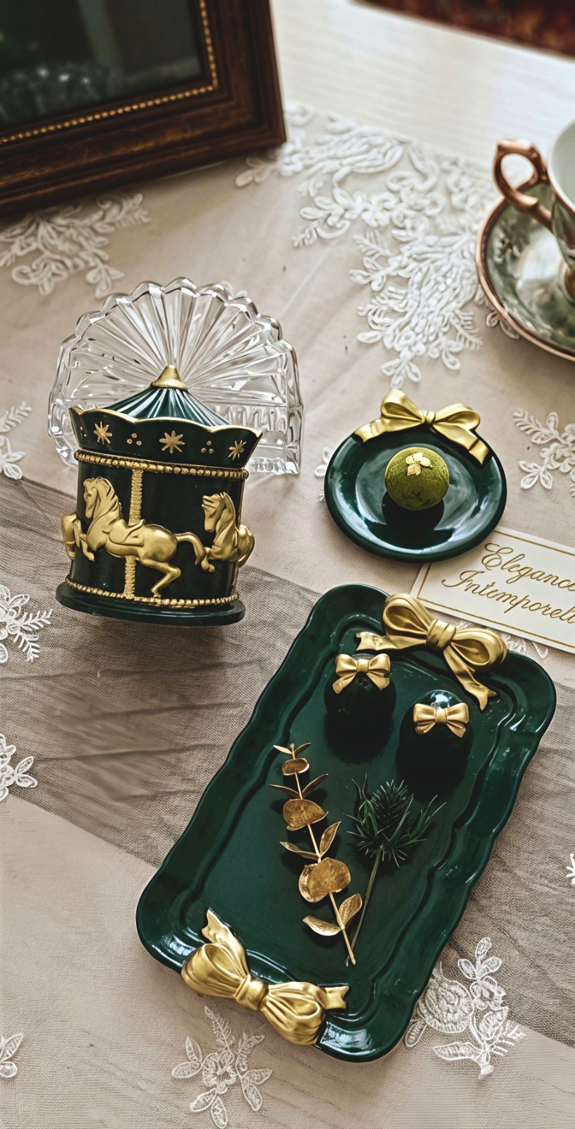 Plateau et boite carrousel vert 