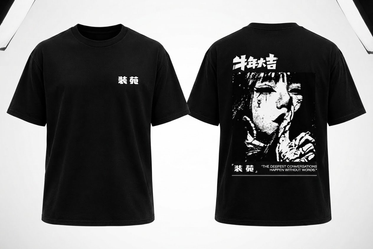 "T-shirt Oversize Noir - Design Japonais Manga Silence"