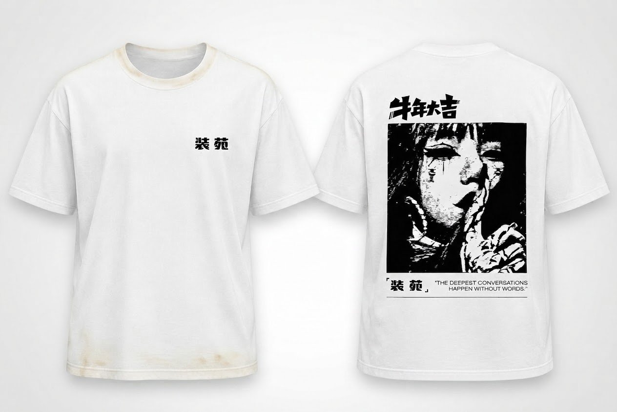 "T-shirt Oversize Blanc - Design Japonais Manga Silence"