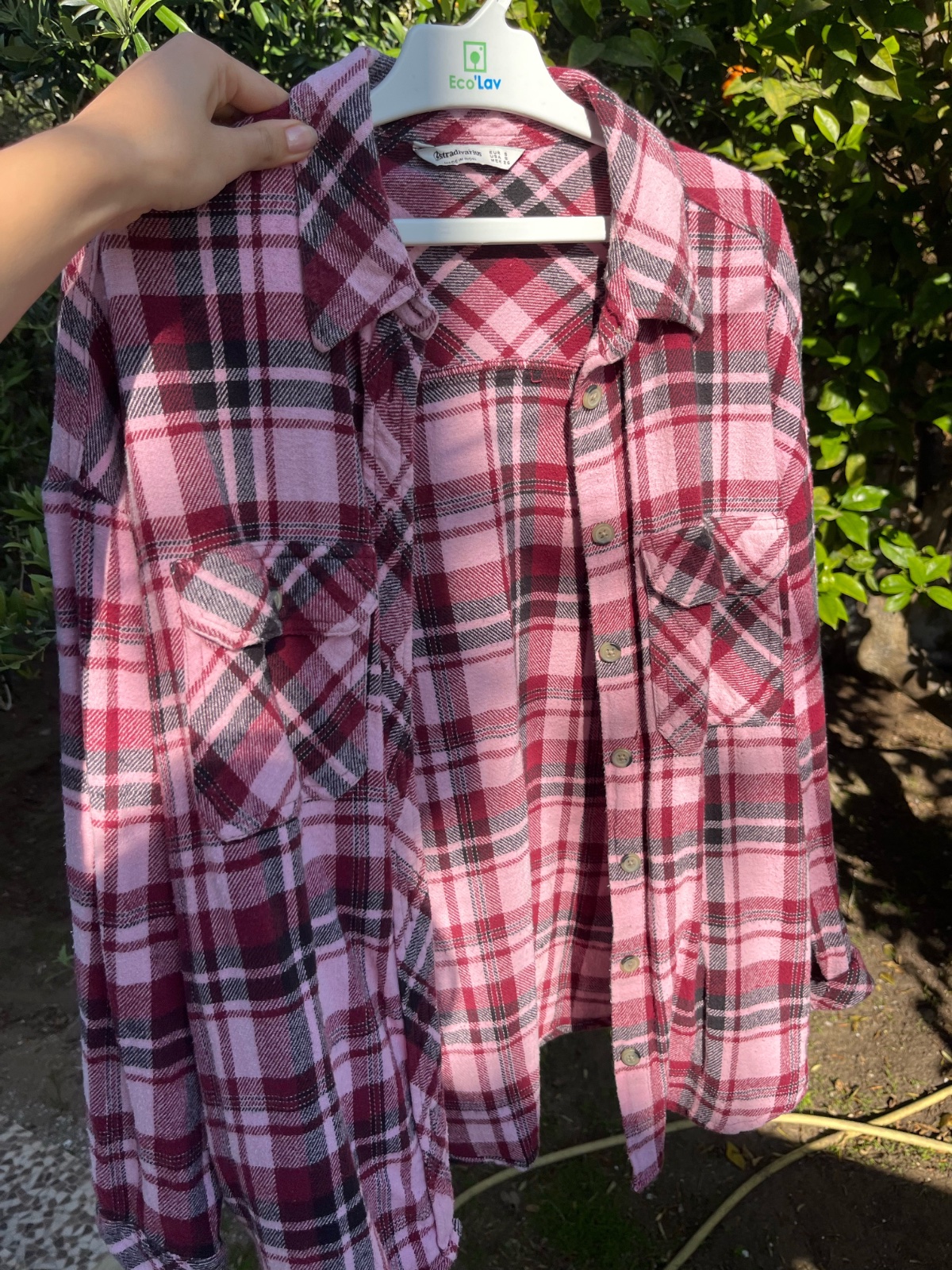 Chemise à carreaux rose