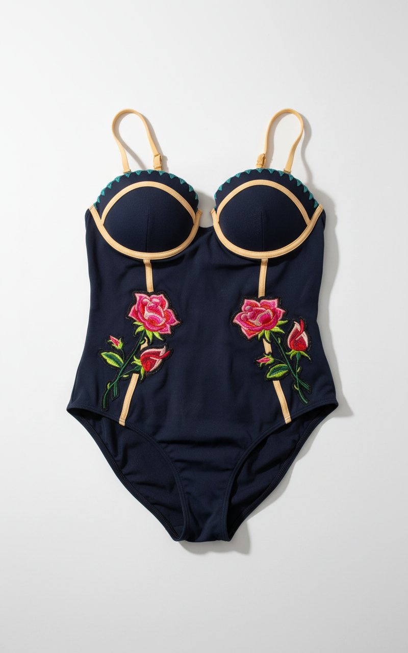 Maillot de bain River Island noir fleuri