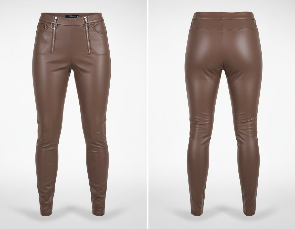 Legging simili cuir marron 