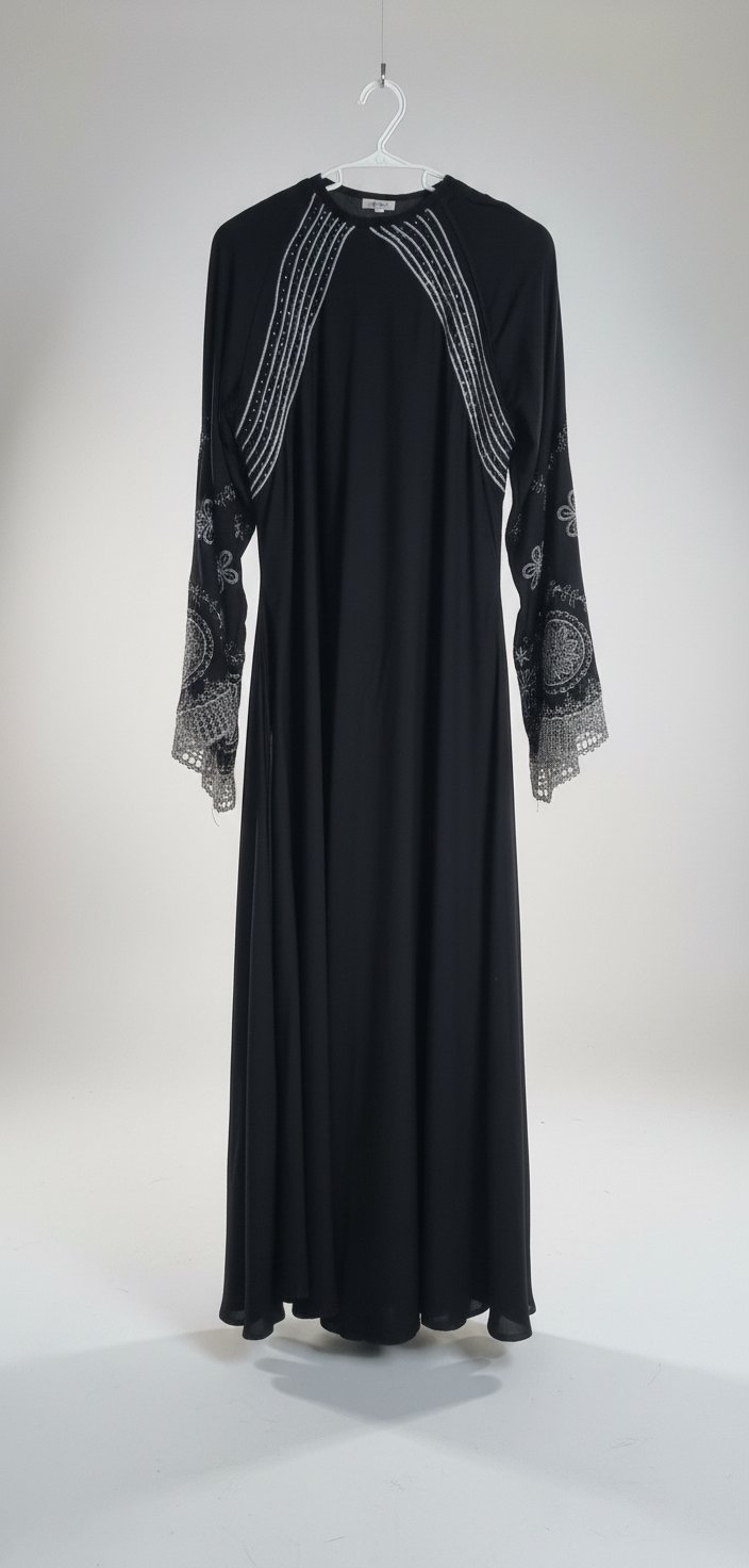 Jelbeb noir tissu crêpe satiné importé de  الصعودية 