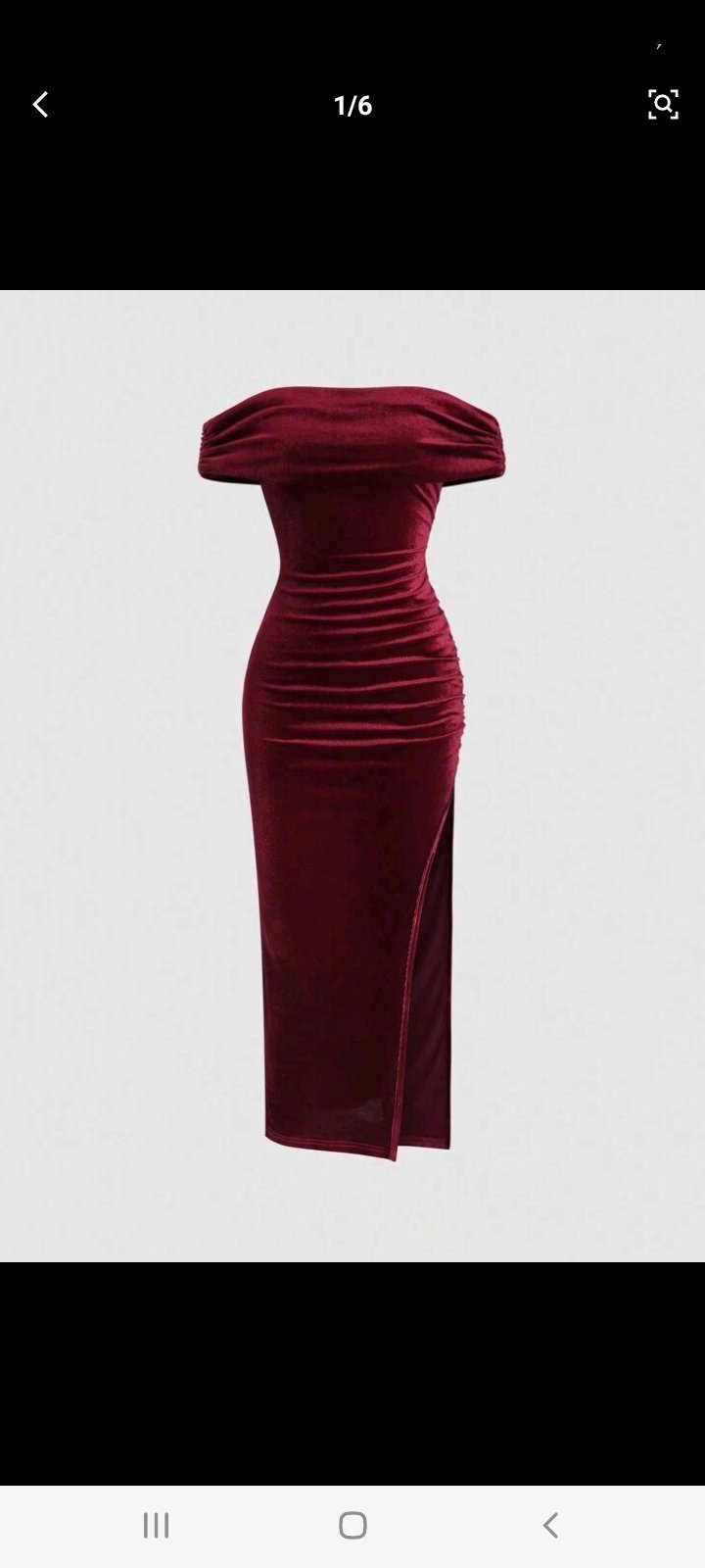 Robe de soirée fendue en velours bordeaux
