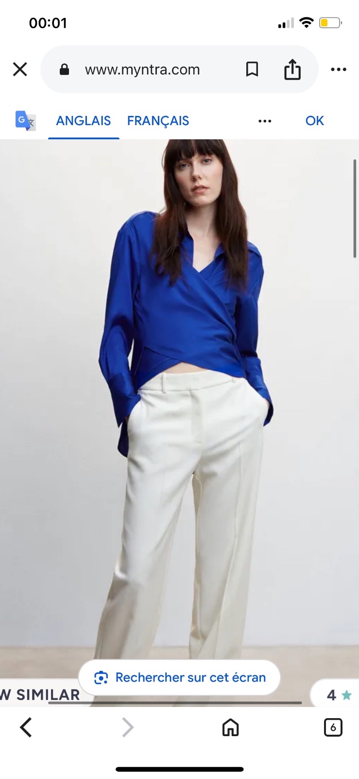 Chemise bleu en satin Mango
