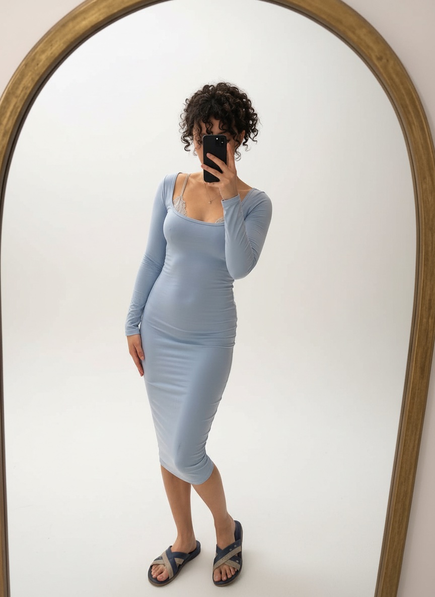 Robe bleu bodycon midi