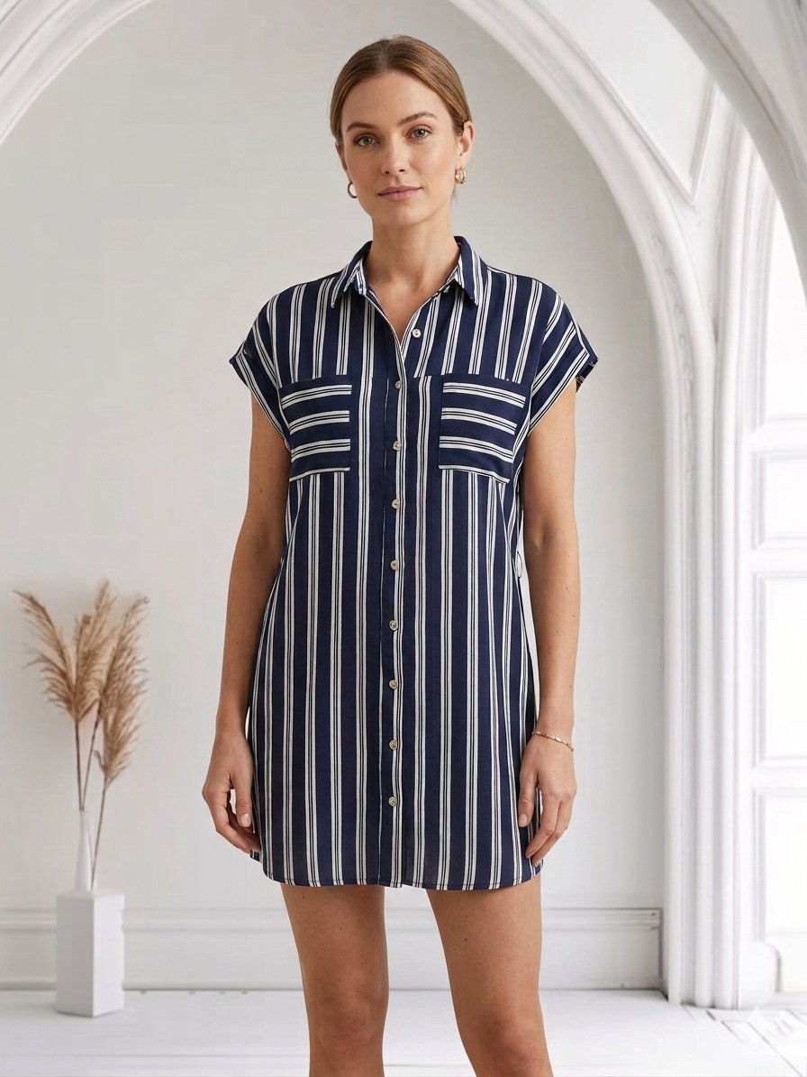 Robe chemise rayée